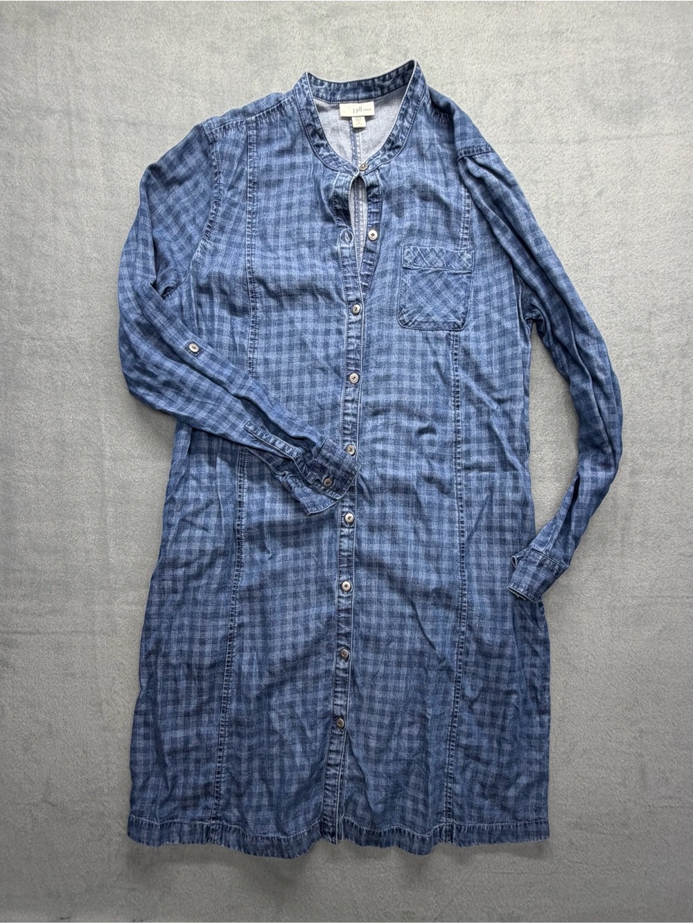 J Jill Dress Womens Petite Medium Blue Denim 100% Lyocell Button Fall